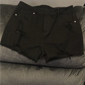 Black Distressed Women Shorts